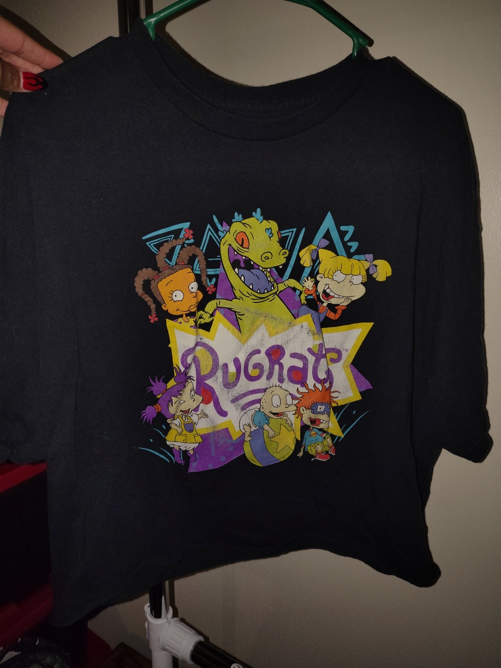 Women's Rugrats Graphic Tee - Black with Colorful Cartoon Print